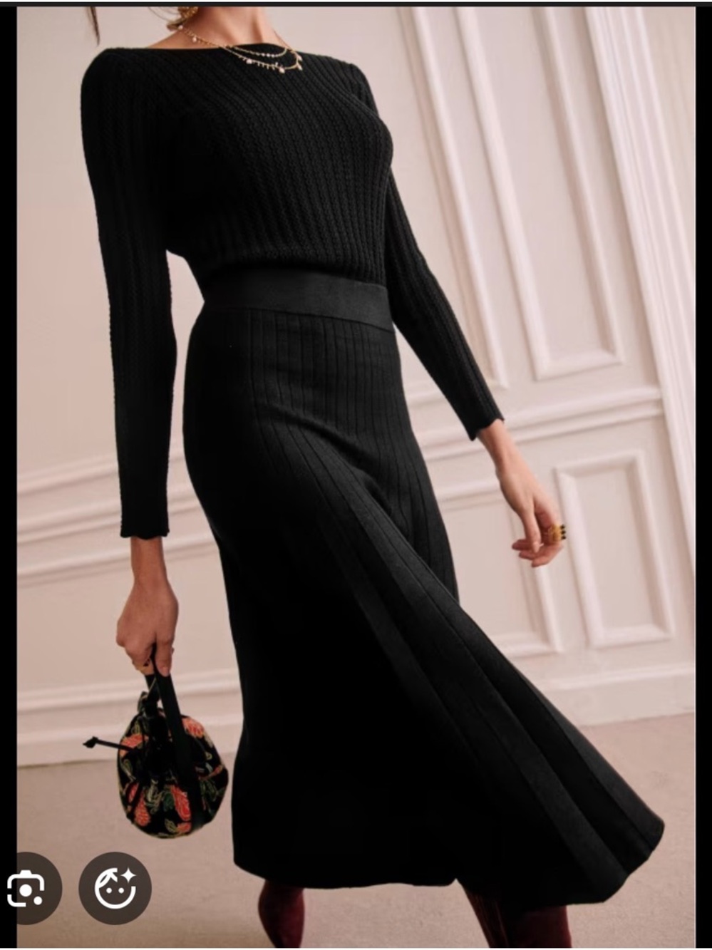 Sezane - Flavie- Black Ribbed Backless Midi Dress